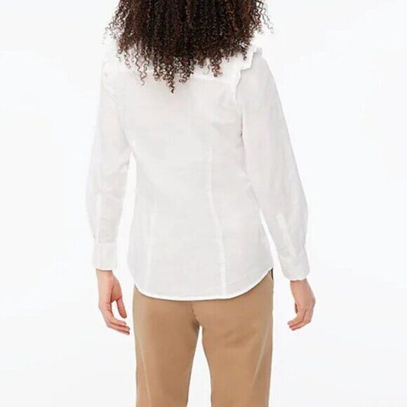 J Crew‎ Women's Petite Ruffle Button-Up Cotton Shirt - Picture 4 of 9